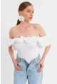 Kadın Beyaz Çıtçıtlı Straplez Body TPG07
