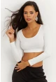 Kadın Beyaz Crop Bluz CG261
