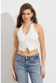 Kadın Beyaz Crop Bluz SE18