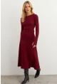 Kadın Bordo Bağlamalı Kaşkorse Midi Elbise MFRY2268