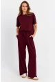 Kadın Bordo Basic Alt-Üst Pantolon Takım MRU6929