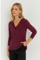 Kadın Bordo Dantel Detaylı Bluz AYD264