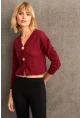 Kadın Bordo Düğme Detaylı Bluz TF57