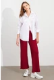 Kadın Bordo Gofre Pantolon ZH326