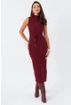 Kadın Bordo Kaşkorse Maxi Elbise EY2924