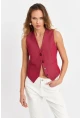 Kadın Bordo Keten Astarlı Yelek TW60046