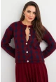 Kadın Bordo-Lacivert Düğme Detaylı Hırka ELT12022