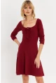 Kadın Bordo Önü Bağlamalı Mini Elbise TF59