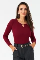 Kadın Bordo Önü Damla Kaşkorse Bluz GA100