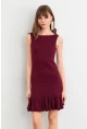 Kadın Bordo Sırtı Açık Mini Elbise HOR0050