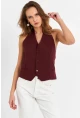 Kadın Bordo Sırtı Açık Yelek CAR1143