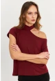 Kadın Bordo Tek Omuz Açık Bluz LPP1300