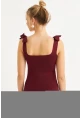 Kadın Bordo Triko Bluz YV236