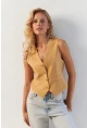 Kadın Camel Astarlı Keten Yelek TW60046-1