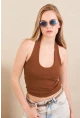 Kadın Camel Boyun Askılı Bluz ZH171