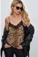 Kadın Camel Leopar Desenli Dantelli Atlet LPP50081