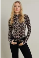 Kadın Camel-Siyah Desenli Bluz LPP1275