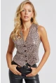 Kadın Camel-Siyah Payetli Leopar Yelek TW60170