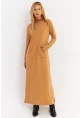 Kadın Camel Yakası Fermuarlı Maxi Sweat Elbise TF12