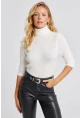Kadın Ekru Balıkçı Yaka Triko Kazak KZ2499