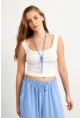 Kadın Ekru Basic Crop Atlet TOP06