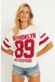 Kadın Ekru Baskılı T-Shirt AYD323