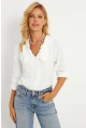 Kadın Ekru Fırfırlı Gömlek RLO19