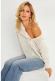 Kadın Ekru Geniş Yakalı Triko Hırka MİW4571