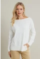 Kadın Ekru Kayık Yaka Triko Bluz MYİL561
