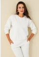 Kadın Ekru Omuzları İnci Detaylı Sweatshirt DY1424