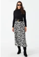 Kadın Ekru-Siyah Desenli Çan Etek MLON1000