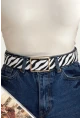Kadın Ekru-Siyah Zebra Desen Kemer BE610