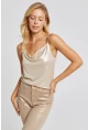 Kadın Gold Rengi Degaje Yaka Lurex Bluz LPP1250