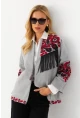 Kadın Gri Nakışlı Kaşe Ceket MQS5563