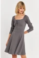 Kadın Gri Önü Bağlamalı Mini Elbise TF59
