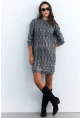 Kadın Gri Varaklı Triko Midi Elbise NAR446