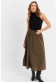Kadın Haki Cepli Midi Etek SH20194