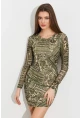 Kadın Haki Etnik Desenli Mini Elbise ROP110