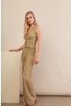 Kadın Haki Gofre Yelek Pantalon Takım FLU330
