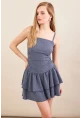 Kadın İndigo Fırfırlı Mini Elbise MOD7593