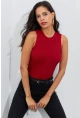 Kadın Kırmızı Bisiklet Yaka Triko Bluz YV91