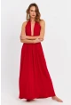 Kadın Kırmızı Boyun Bağlamalı Maxi Elbise EY3075