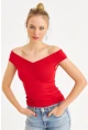 Kadın Kırmızı Büzgülü Bluz EY3083