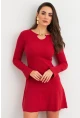 Kadın Kırmızı Yakası Aksesuarlı Mini Elbise FRY2267