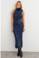 Kadın Lacivert Varaklı Balıkçı Maxi Elbise RM599