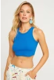 Kadın Mavi Crop Bluz YLE610