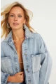 Kadın Mavi Taşlı Denim Ceket İS249