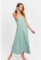Kadın Mint Askılı Bürümcük Midi Elbise EY3057