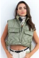 Kadın Mint Crop Yelek İS808