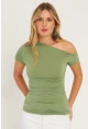 Kadın Mint Yanları Büzgülü Bluz YZ1017